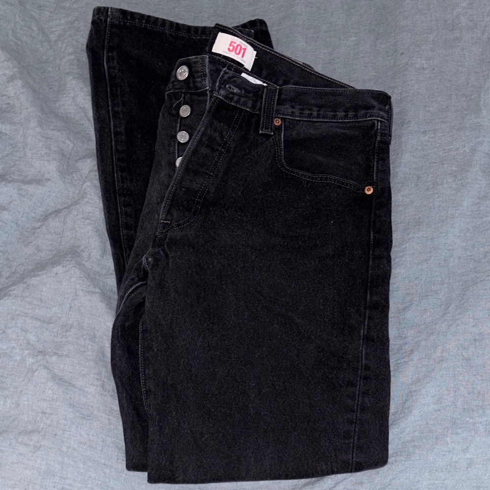 Levi's 501 Straight Leg Black Denim Jeans